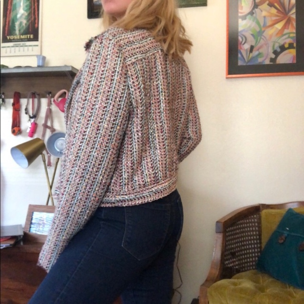 American Rag Tweed Multicolored Moto Jacket - Picture 3 of 7